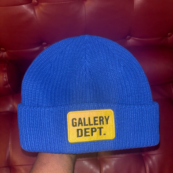 Gallery Dept Other - Gallery Dept Blue Knit Hat with Yellow Patch